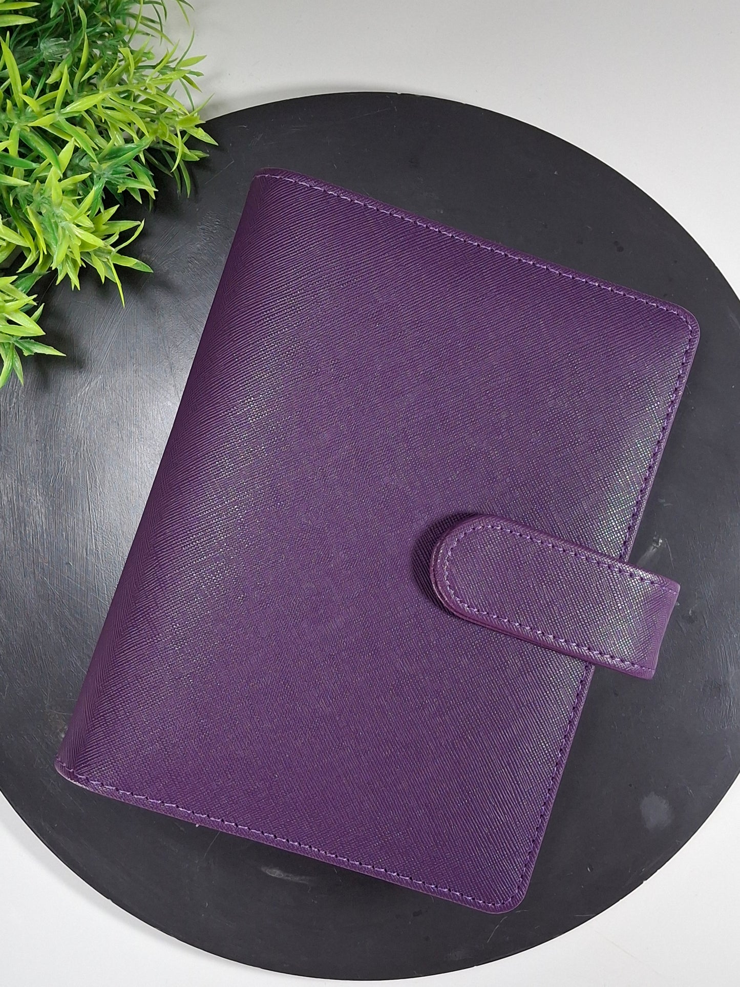 A6 wide Saffiano binder - gold rings - black on black rings - various colours