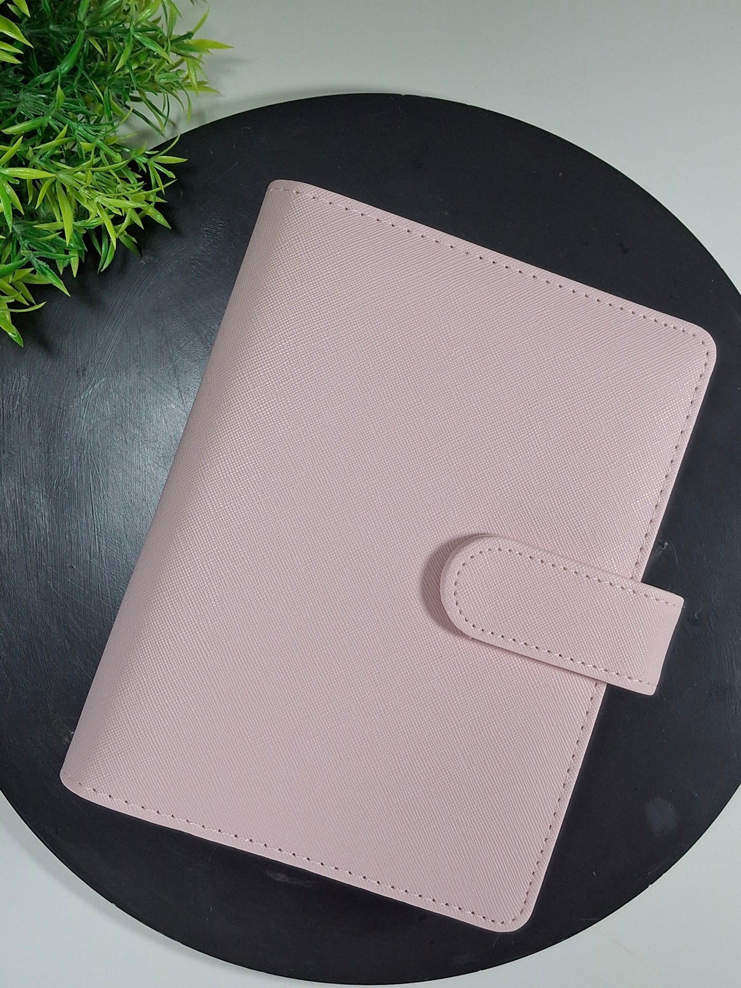 A6 wide Saffiano binder - gold rings - black on black rings - various colours