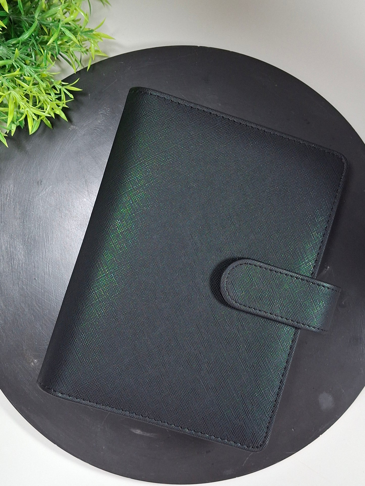 A6 wide Saffiano binder - gold rings - black on black rings - various colours