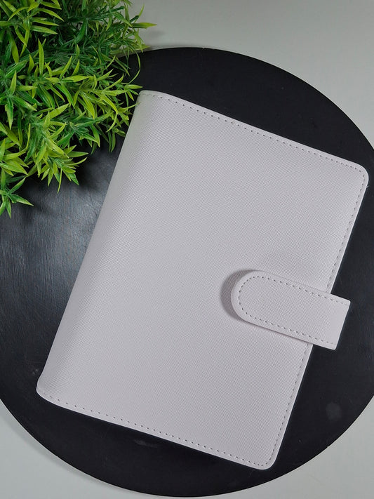 A6 wide Saffiano binder - gold rings - black on black rings - various colours