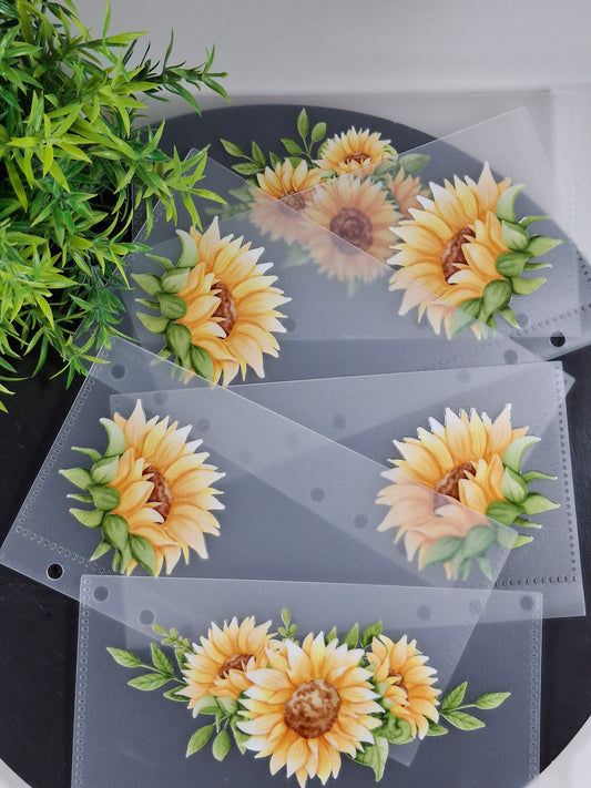 Set of 6 Sunflower cash envelopes