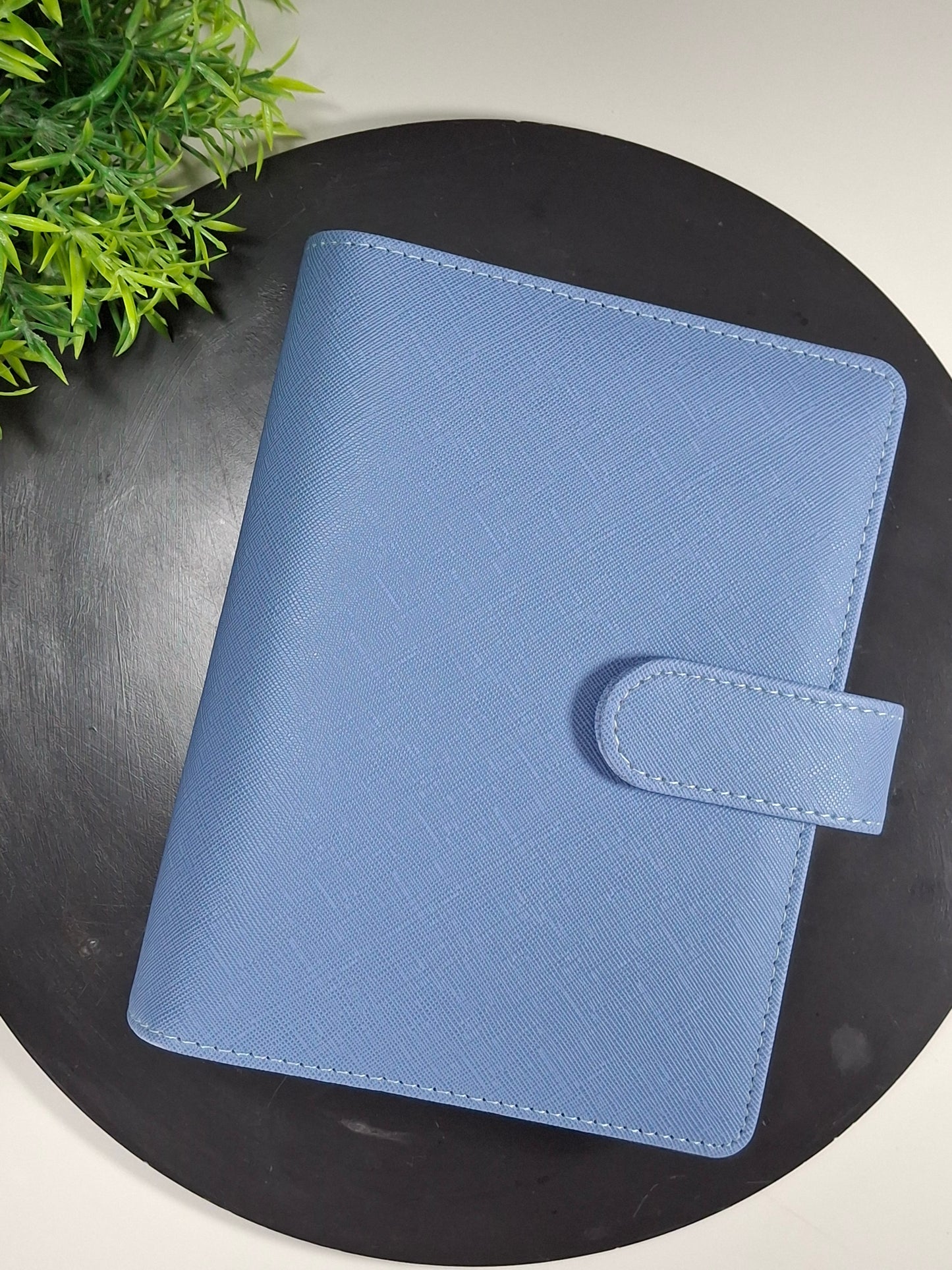 A6 wide Saffiano binder - gold rings - black on black rings - various colours